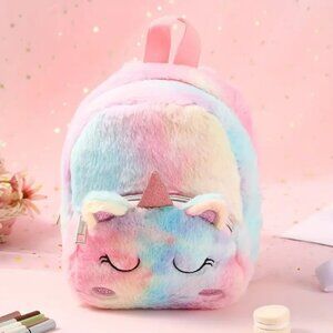 Rainbow Colored Unicorn Furry Backpack NWT​​